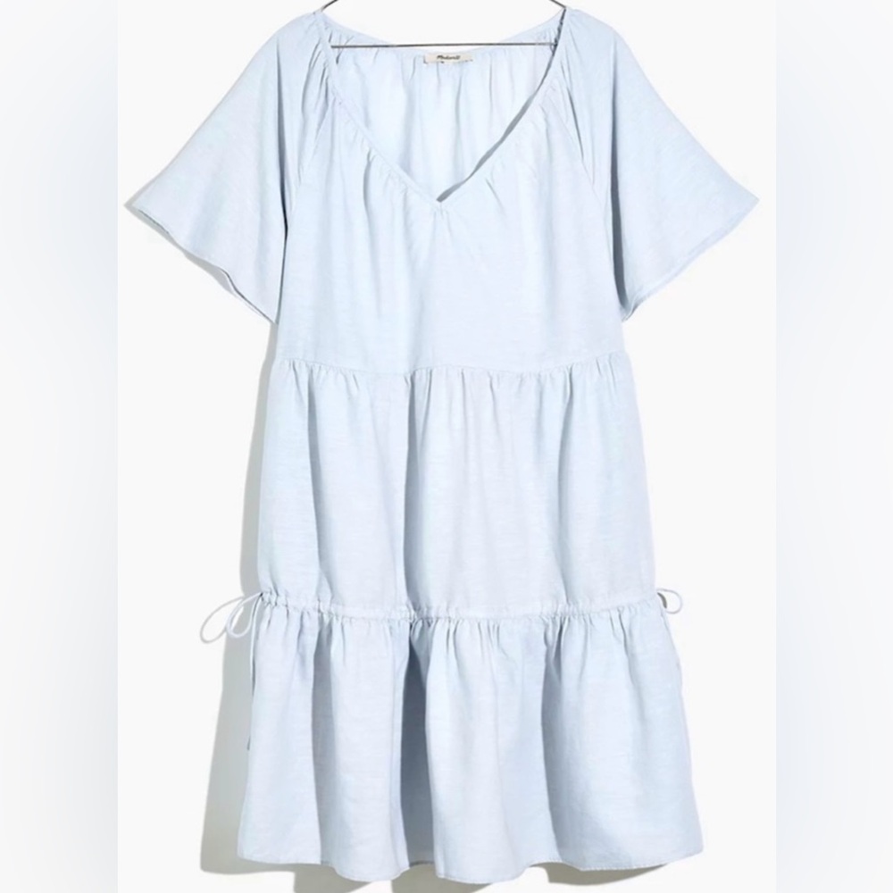 Madewell linen- blend Lorelei Mini dress with pockets in pale blue